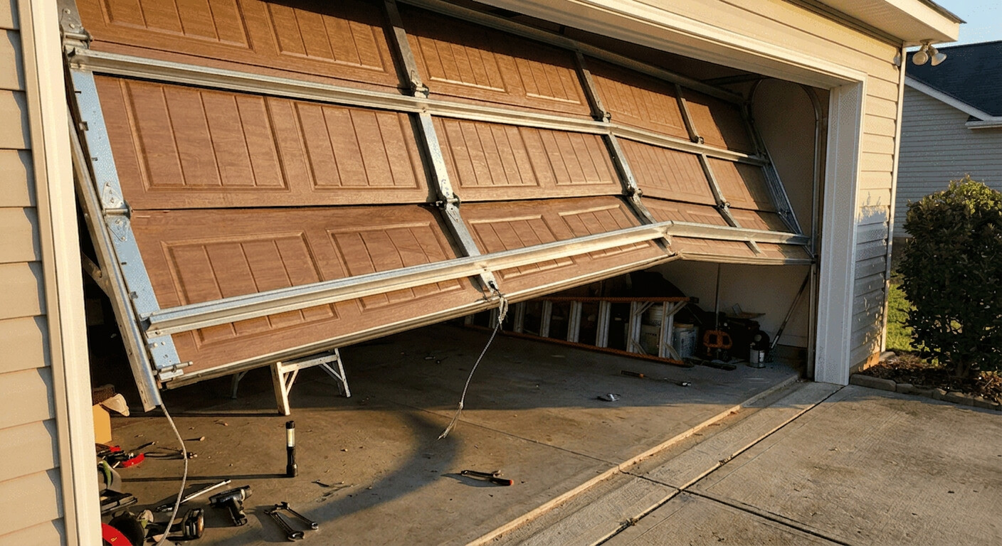 Garage door off track repair in Meansville