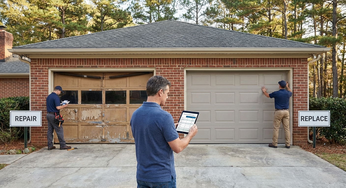 Garage door safety features and repair or replacement in Zebulon