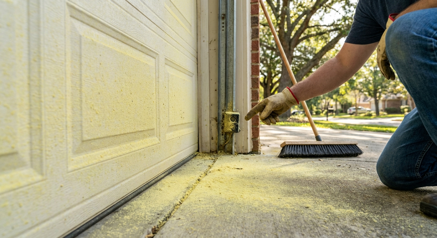 Tree pollen buildup causing garage door issues in Macon, Georgia