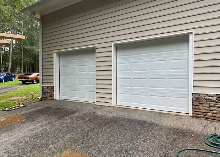 Double door garage.