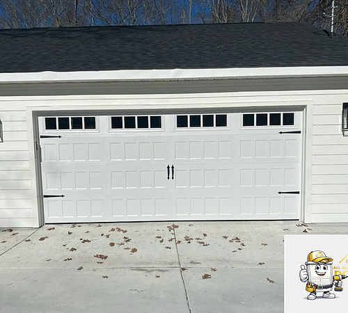  White door garage for two cars