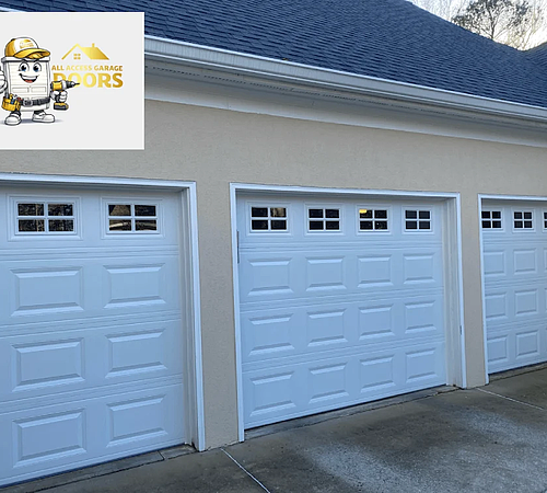 View of triple garage doors